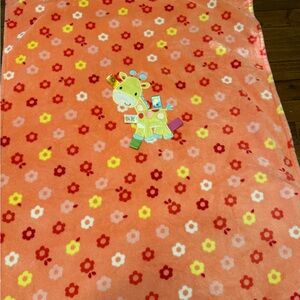Taggies Pink Baby Blanket with Giraffe and Floral Design